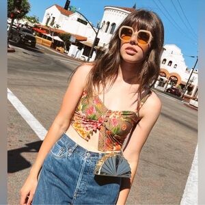 Novella Royale Button-Front Crop Top Large NWT